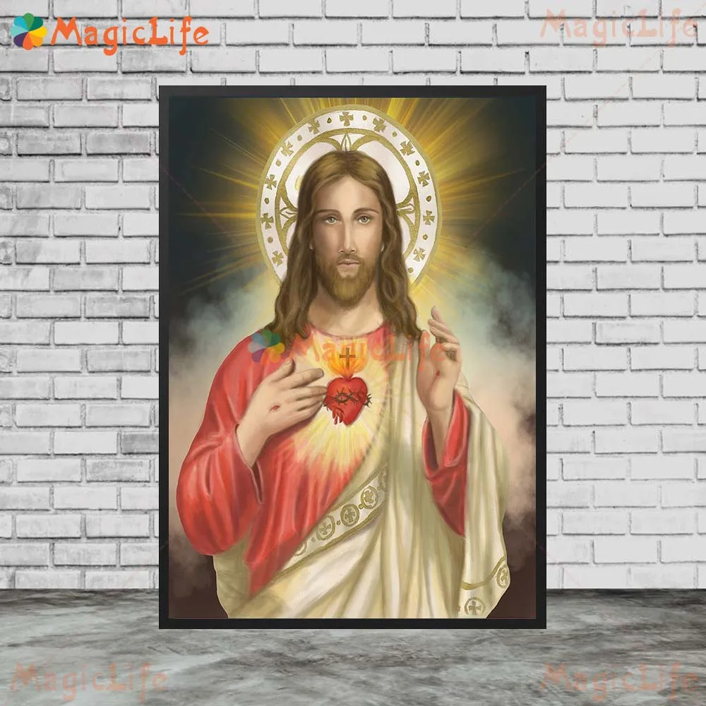 الطاهر القلب البكر الشمال المشارك يسوع القلب المقدس جدار الفن قماش اللوحة جدار صور لغرفة المعيشة بدون إطار #2