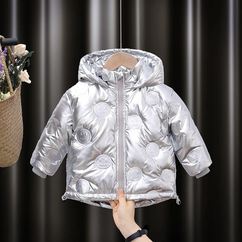 Toddler Girl Winter Clothes New Fashion Boys Solid Down Parkas Teenagers Hooded Thick Jackets Smile Face Print Casual Jackets