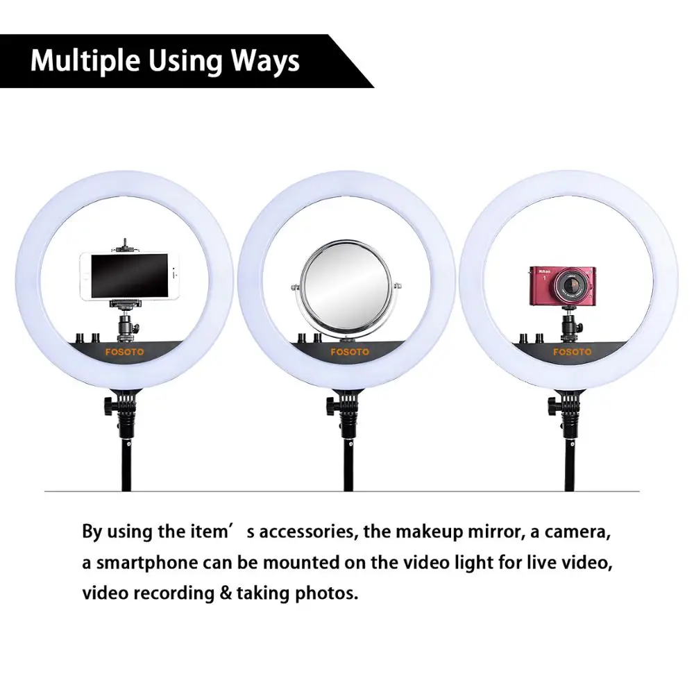 FOSOTO FT-240RL Led Ring Light 14 inch Ring Lamp Video Ringlight Photography lamp With Tripod Remote For Phone Makeup Youtube