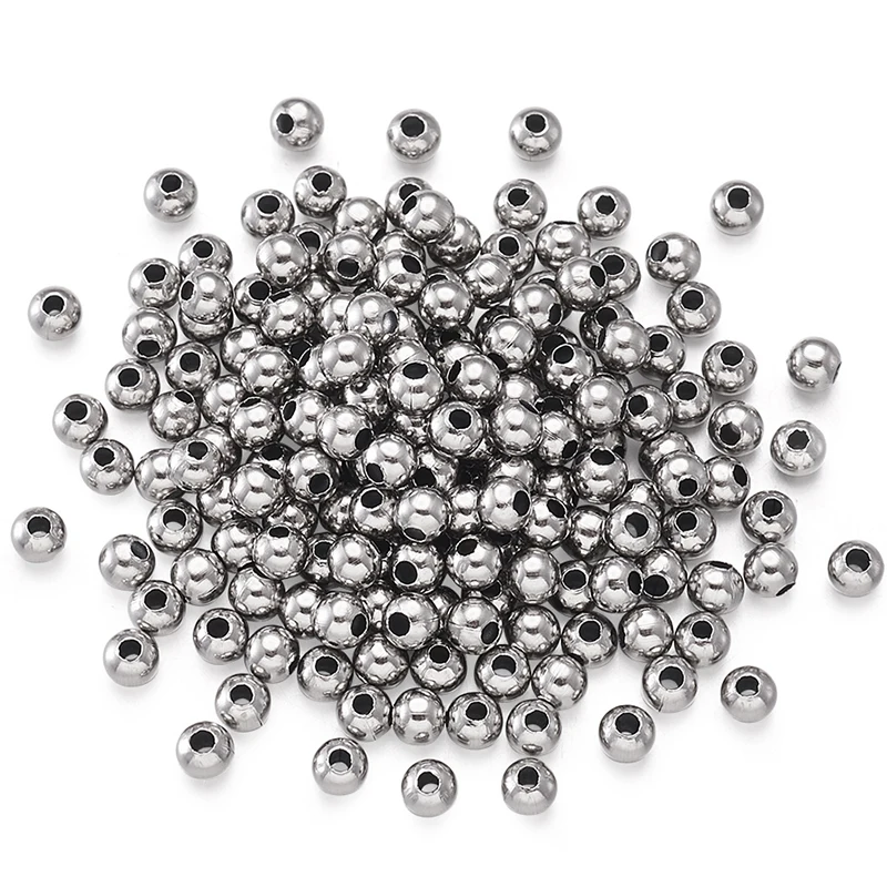 100-1000pcs Stainless Steel Smooth Rondelle Loose Spacer Ball Beads 3mm 4mm 5mm 6mm 8mm for Necklaces Bracelets Jewelry Making