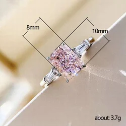 CAOSHI Chic Pink Crystal CZ Rings for Female Aesthetic Trendy Wedding Bands Modern Style Accessories Engagement Proposal Jewelry