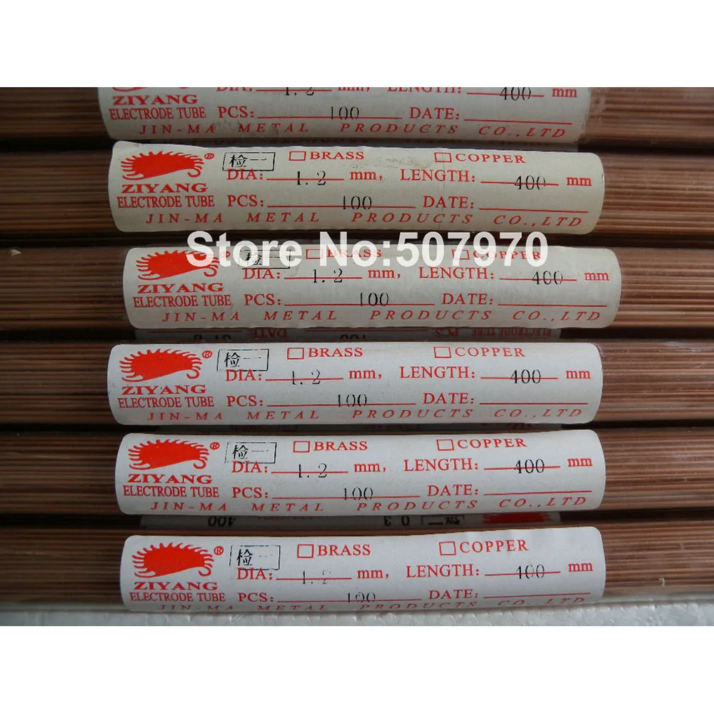 Copper Electrode Tube Single Hole OD1.2*400mm ID0.4mm for EDM Drilling Machine