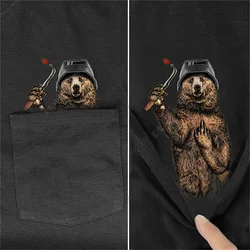 PLstar Cosmos T Shirt summer pocket BEAR WELDER printed t-shirt men for women shirts tops funny cotton black tees