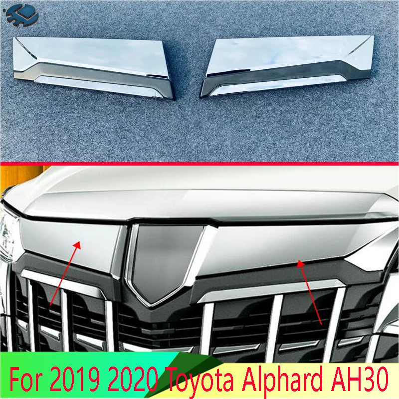 For 2019 2020 Toyota Alphard AH30 ABS Chrome Front Grille Accent Cover Up Mesh Trim Molding Styling Bezel Garnish