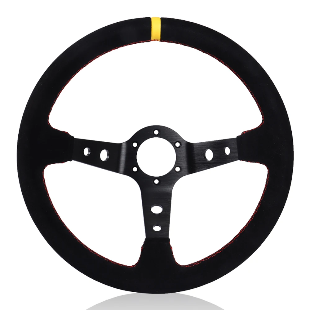 350mm 14 Inch Car Steering Wheel Suede Leather Drift Racing Game Steering Wheel Universal