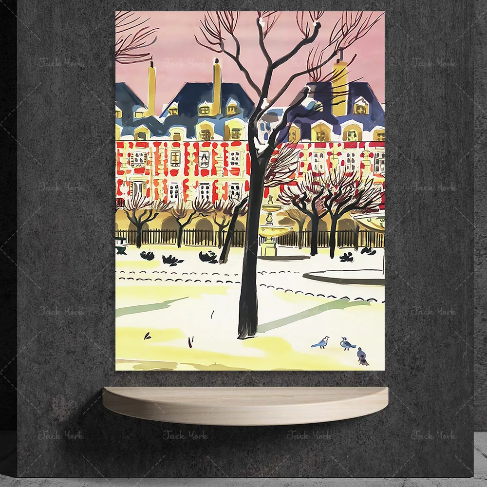 Yves Brayer, Place des Vosges, Paris – 1965 exhibition poster print. Professionally reproduced, museum quality, with enhanced c