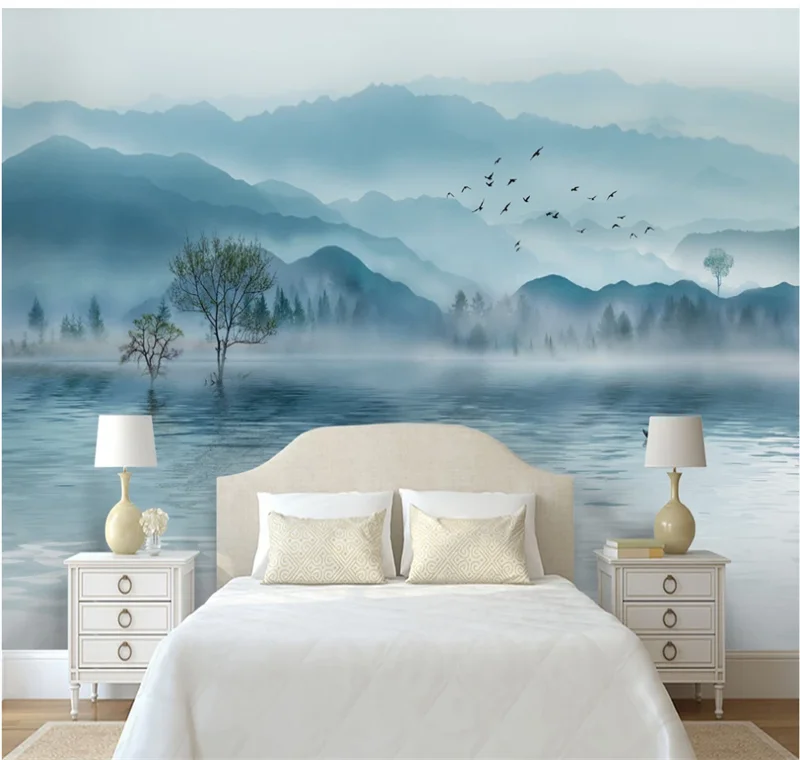 

Xuesu Artistic conception ink landscape new Chinese TV living room bedroom bedside custom wallpaper mural 3D/5D/8D photo wall