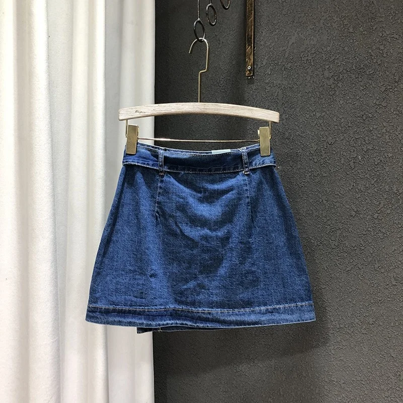 

Style Korean 2022 Summer New Womens Vintage Solid High Waist Denim Skirt Office Lady Fashion Elegant Casual A-line Skirt