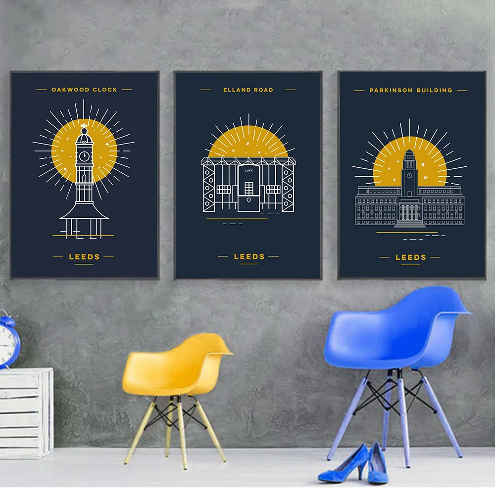 England Leeds Posters Oakwood Clock Football Club Parkinson Building Canvas Painting Modern Wall Pictures Living Room Home Decor