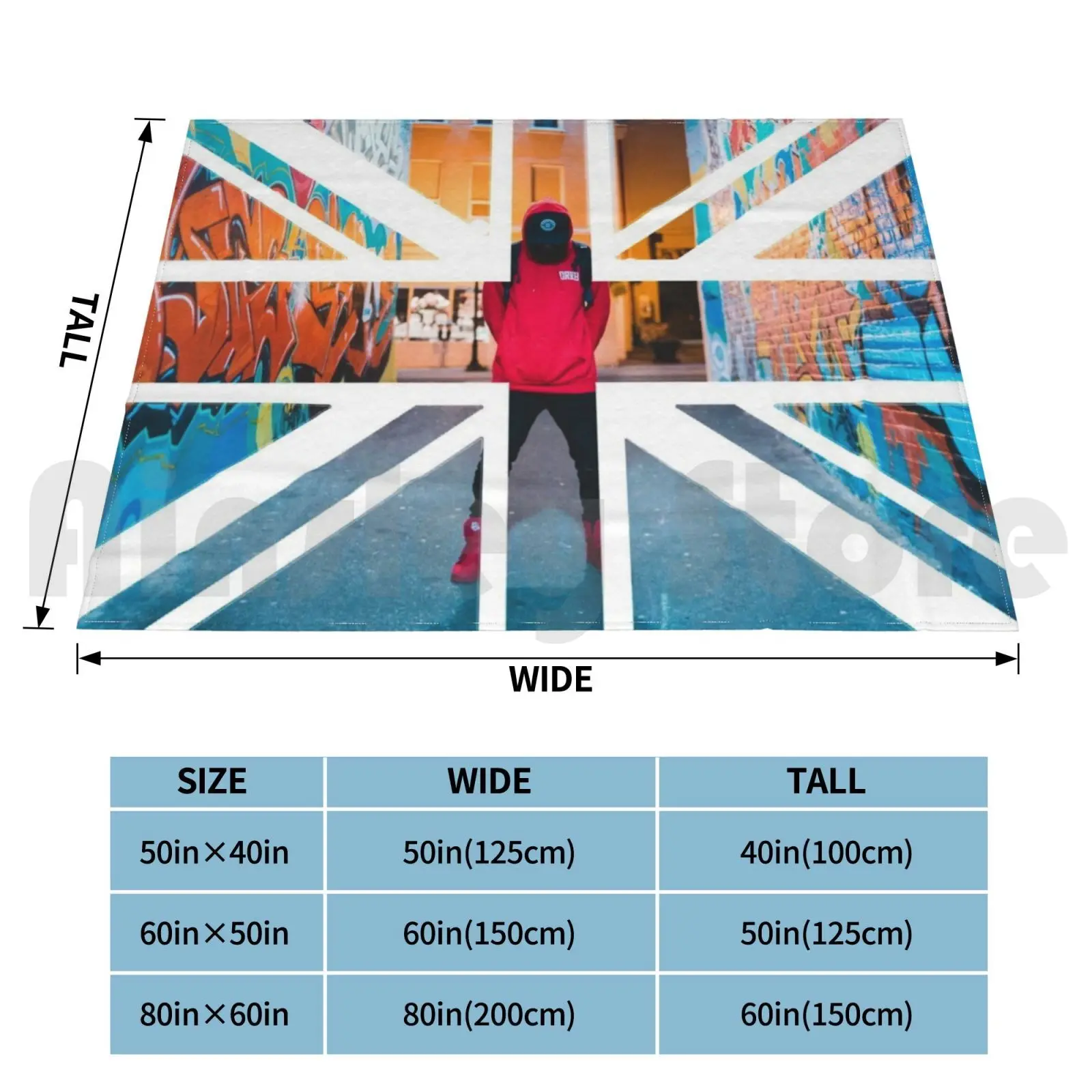 London Souvenir British Flag Man By Graffiti Background Photography Art Blanket Fashion Custom London