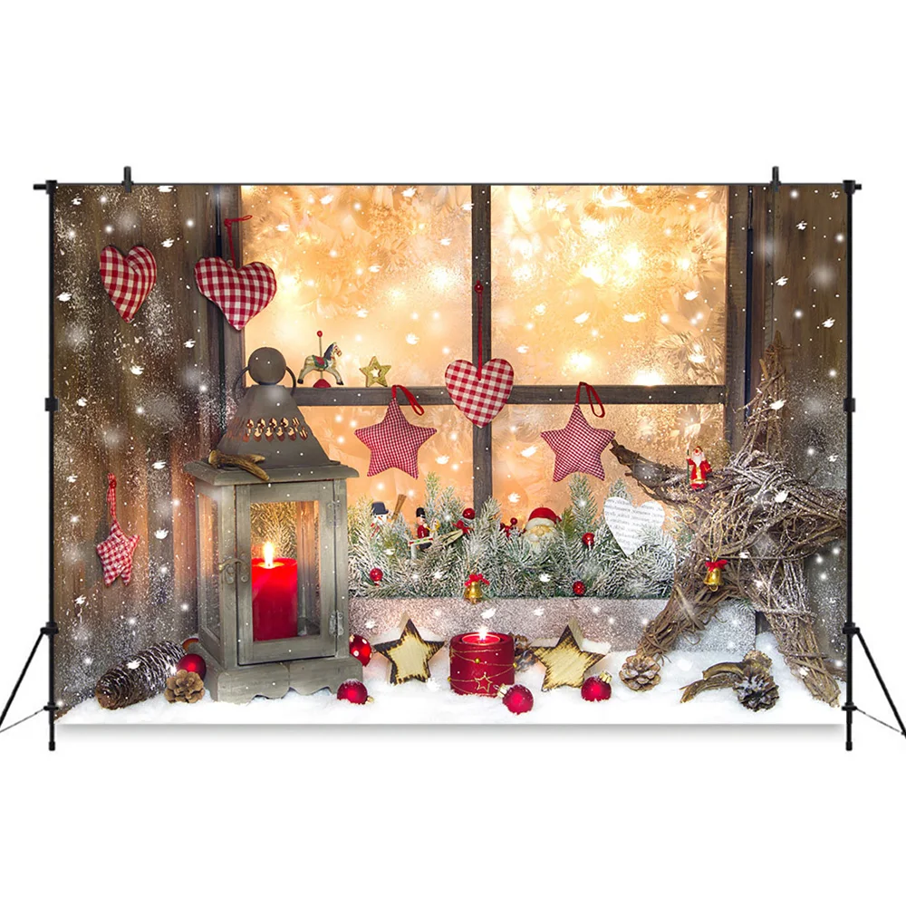 Christmas Family Party Backdrops Winter Snow Tree Santa Wood Floor Kid Backgrounds Fireplace Gift Photocall For Photo Studio