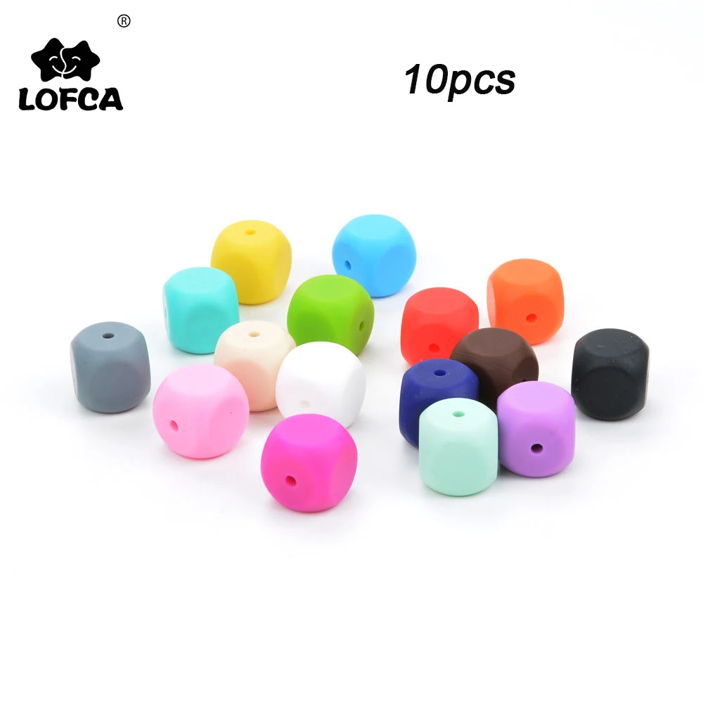 LOFCA 10pcs Silicone Beads Dice shape Baby Teething Beads Food Grade Silicone Beads Pacifier Clip DIY For Teething Necklace