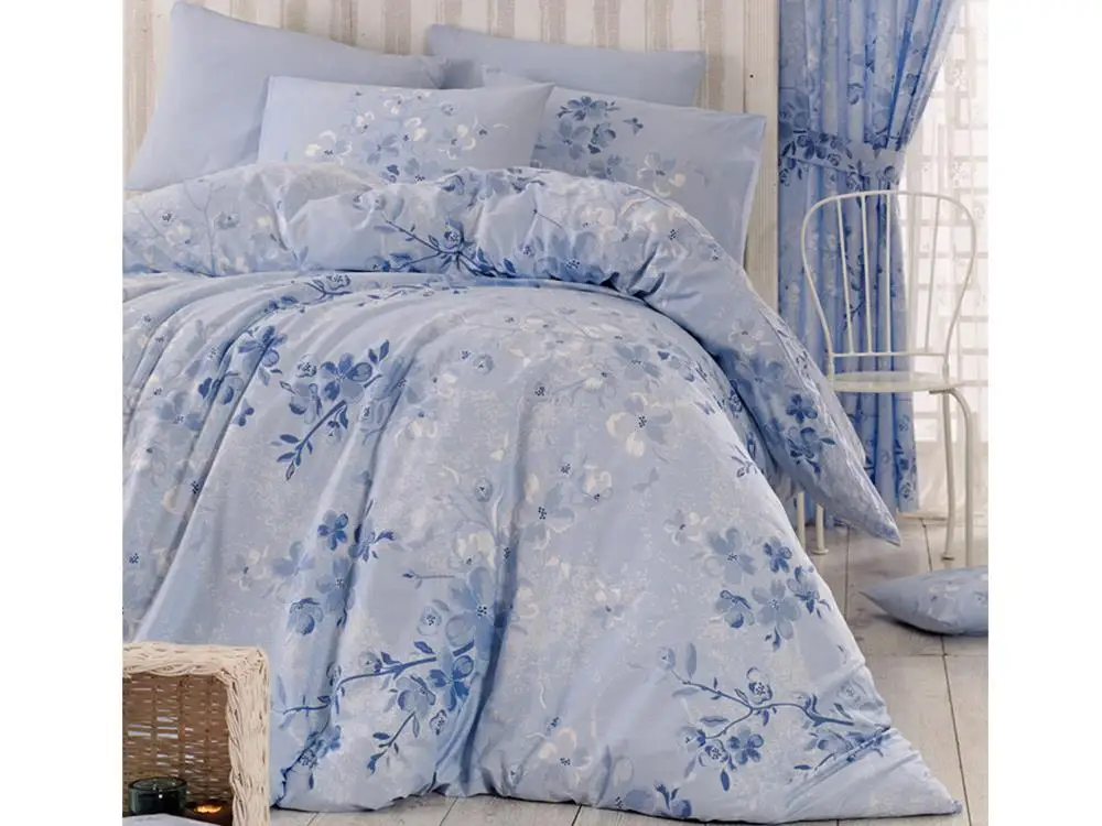 Elena 100 Cotton Double Duvet cover set Blue