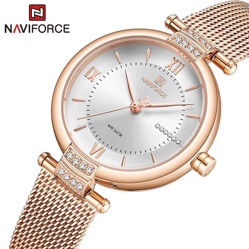 NAVIFORCE Women Watches Luxury Brand Wrist Watch Relogio Feminino Clock for Women Steel Lady Rose Gold Quartz Ladies Watch New