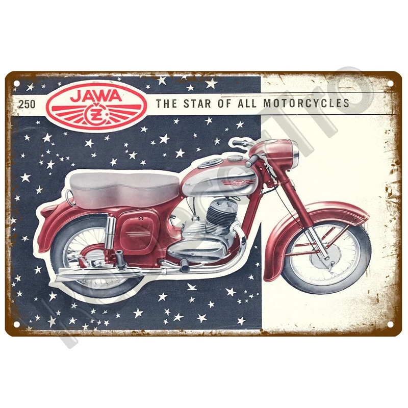 JAWA Vintage Wall Poster Vintage Retro Wall House Restaurant Decoration Plaque Metal Wall Decor Art Metal Sign Tin Sign Plate