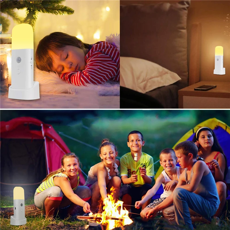 Motion Sensor Night Light Indoor, USB Rechargeable Dimmable LED Light,Portable Motion Activated Night Lamp for Kids Room Bedroom