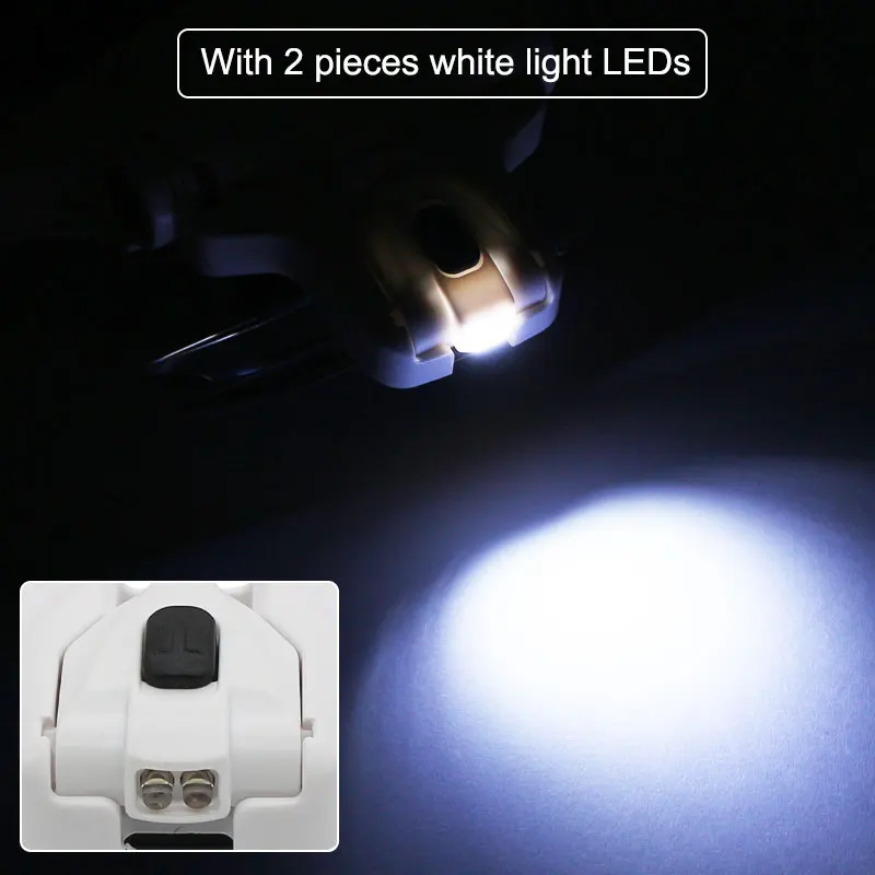 Lente d'ingrandimento per occhiali illuminata a LED lente d'ingrandimento per casco 5 pezzi strumento per lenti per orologio riparazione ciglia dentali
