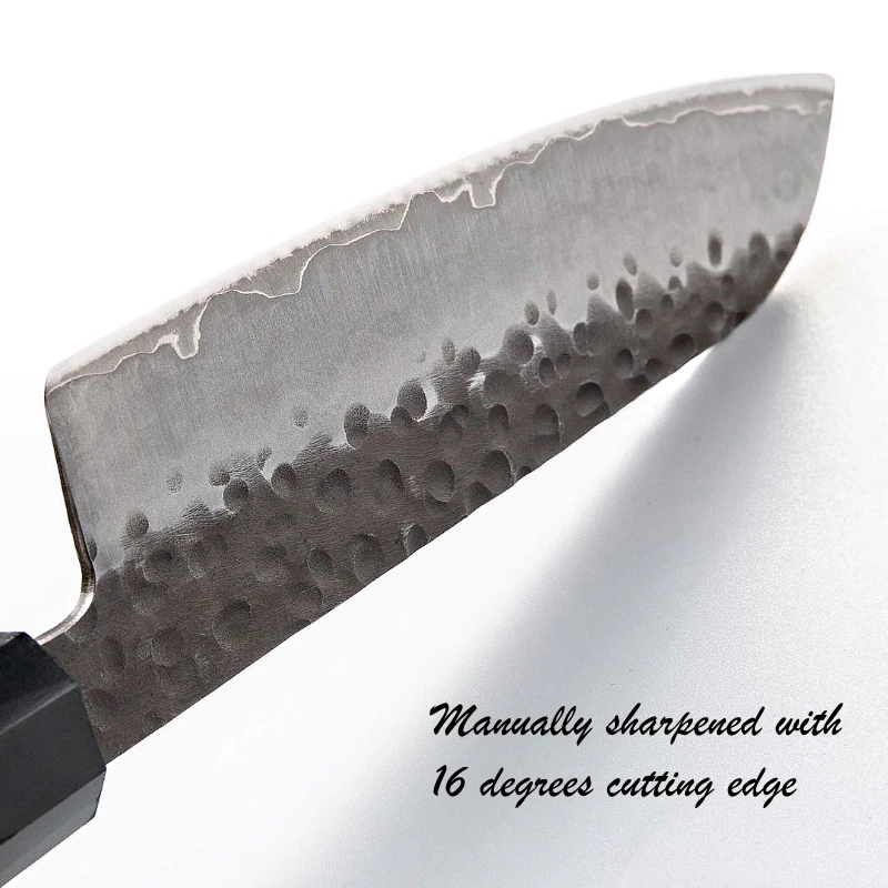 Santoku Knife 7‘’ Handmade Kitchen Knives Japanese 3 Layers AUS10 High Carbon Steel Chef\'s Cooking Tools Sushi Knife GRANDSHARP