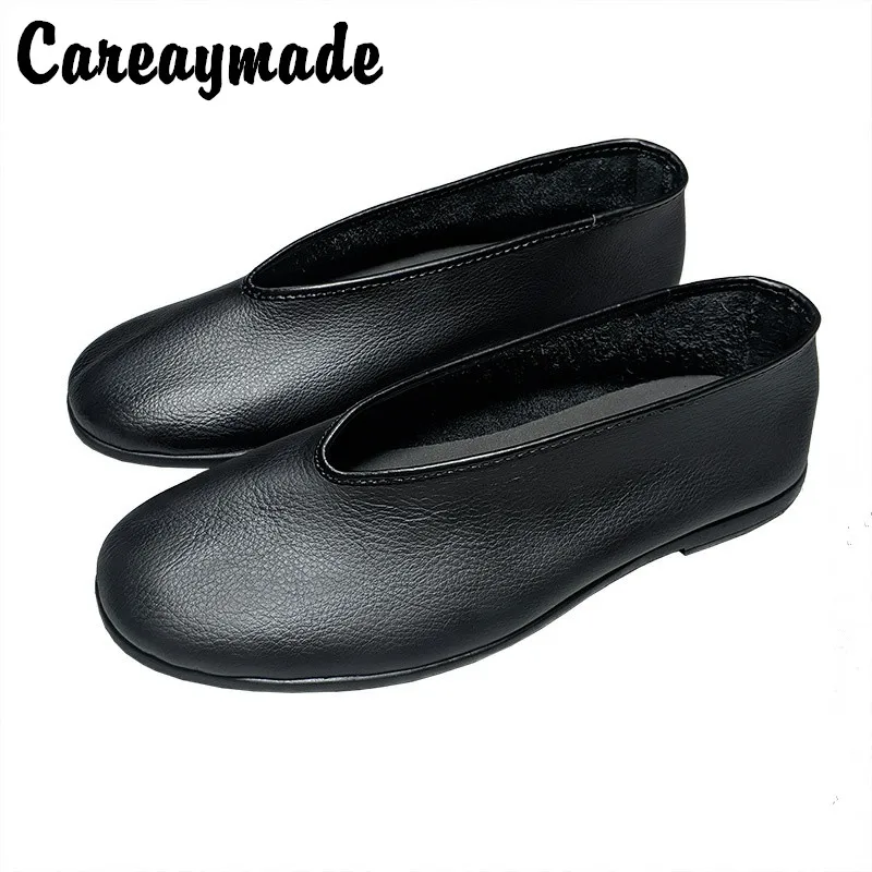 Careaymade-ręcznie robione buty skórzane z okrągłymi ustami w stylu narodowym stare buty pekin olds casual shoes Kungfu buty leniwe bigsize