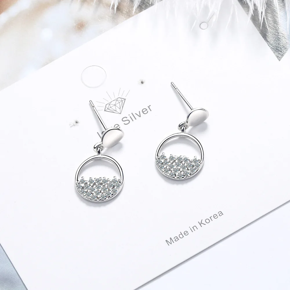 2021 New Arrival 925 Silver Needle Short Round Earrings For Women Girl Jewelry Zirconium Inlay Best Friend Gift Pendientes