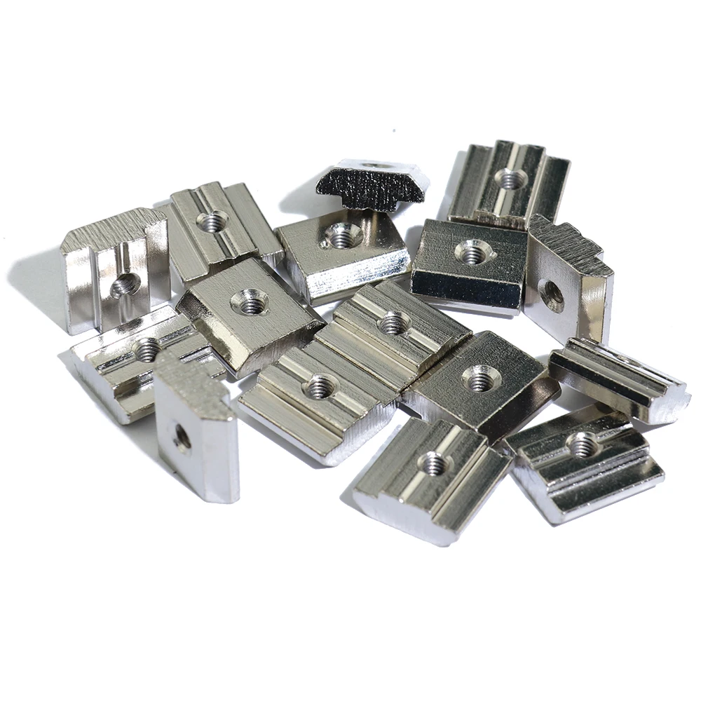 

100pcs 50ps 20ps M3 M4 M5 M6 M8 T Block Square nuts T-Track Sliding Hammer Nut for Fastener Aluminum Profile 2020 3030 4040 4545