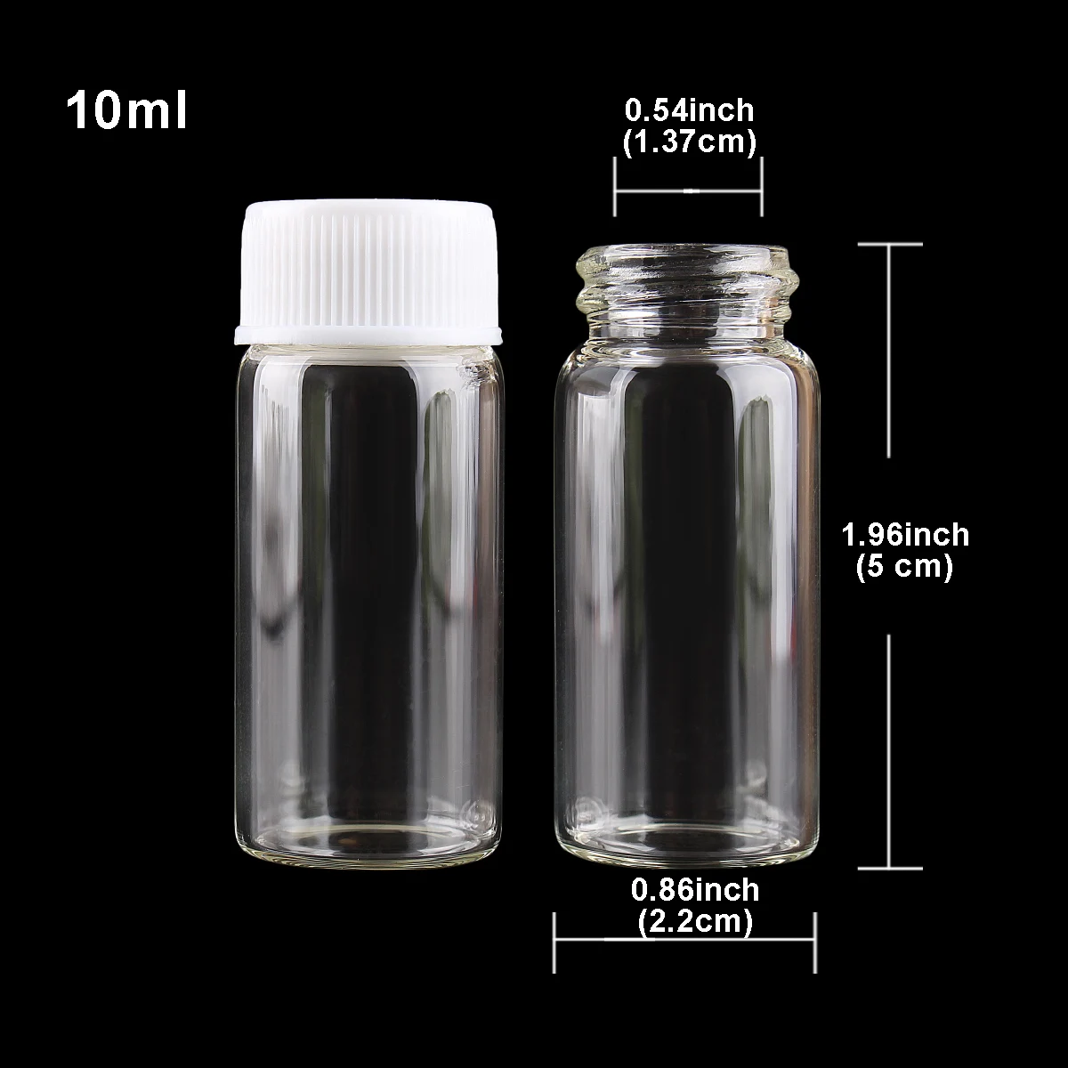 10pcs 10ml 22*50mm mini Clear Glass Jars Glass Bottles with White Plastic Caps Glass Vials for Art Craft