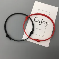 Lucky Bracelet Set For Women Men Black Red Simple Rope Bracelet Gift For Birthday Wholesale and Dropshipping 2 pcs
