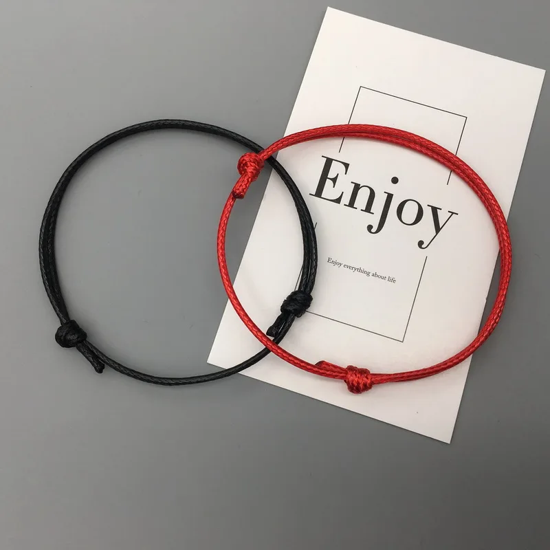 2019 Lucky Bracelet Set For Women Men Black Red Simple Rope Bracelet Gift For Birthday Wholesale and Dropshipping 2 pcs