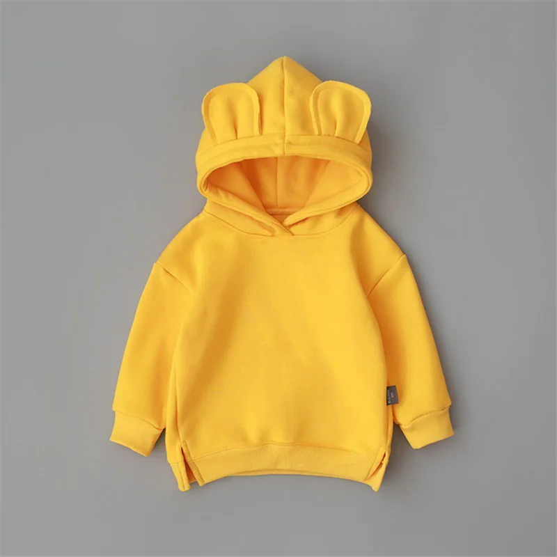 Cute Baby Girls Hoodies Kids Boys Autumn Fleece Sweater with Bear Ear Spring Baby Boys Clothes Solid Infant Children\'s Clothing