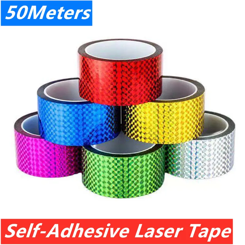 50 Meters Self Adhesive Decorative Tape Laser Glitter Masking Tape Hot Stamping Sticker Party Birthday Christmas Decor Tape