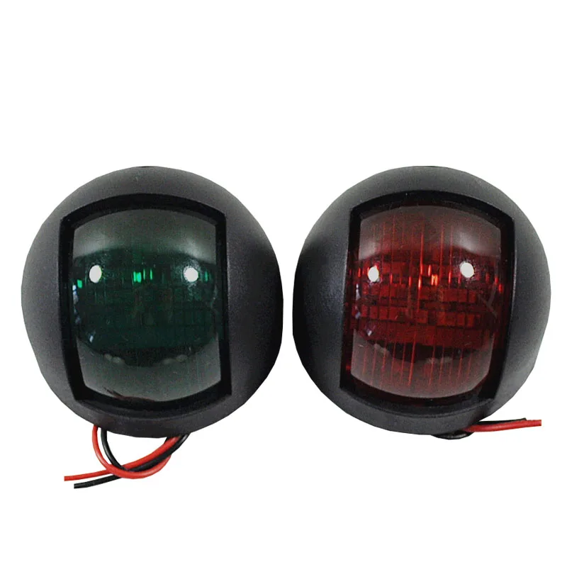 Marine Boat Black 12v LED Navigation Bow Left Right Red Green Starboard Light Port Vertical