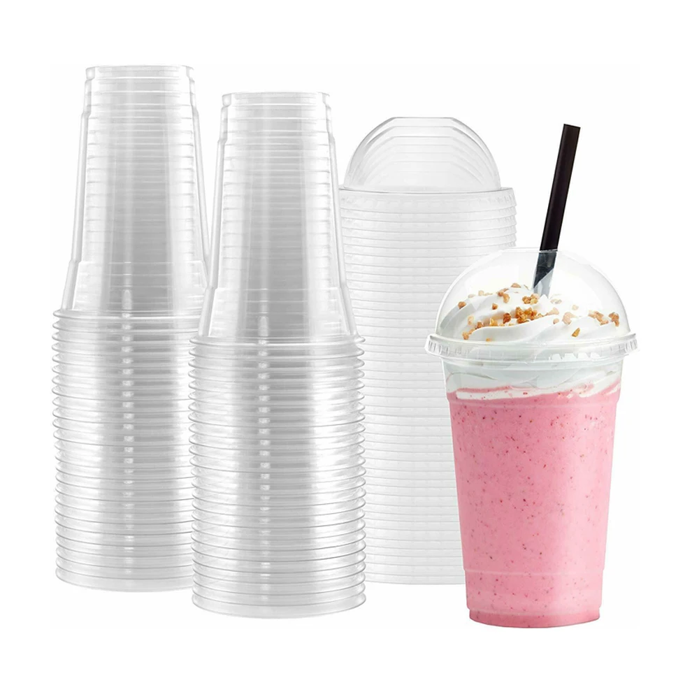 MONGKA 50 sets 450ml (16 oz) Clear disposable Plastic Cups With Lids And Drinking Straws image 6