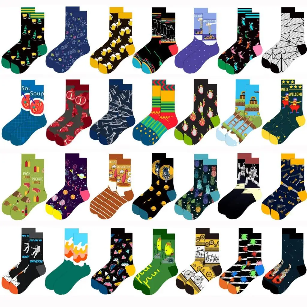 1pair big size Hip Hop Man woman Socks Combed Cotton Fashion  Harajuku Skateboard oil painting animal Happy Socks Funny Sokken