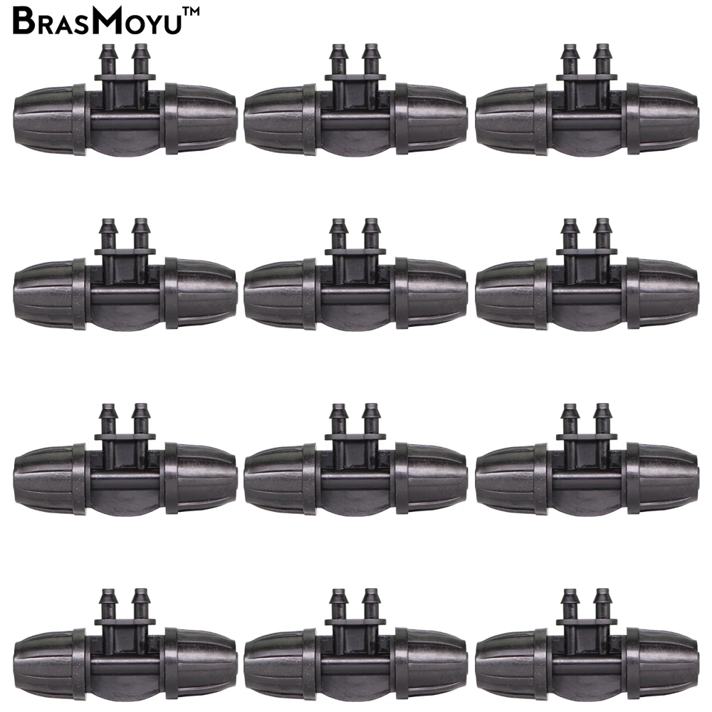 

BRASMOYU 10PCS Lock Tee 3/8'' to 1/4'' Tubing Connector Garden Irrigation Water Adapter Tubing to 1/4'' Micro Hose Connect Joint