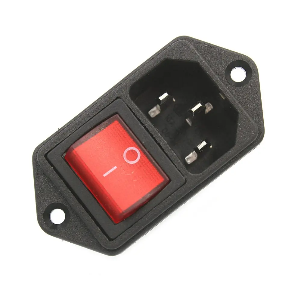 1PC IEC320 C14 AC Power Cord Inlet Socket Receptacle With Rocker Switch 250V 10A  15A SA172 P50