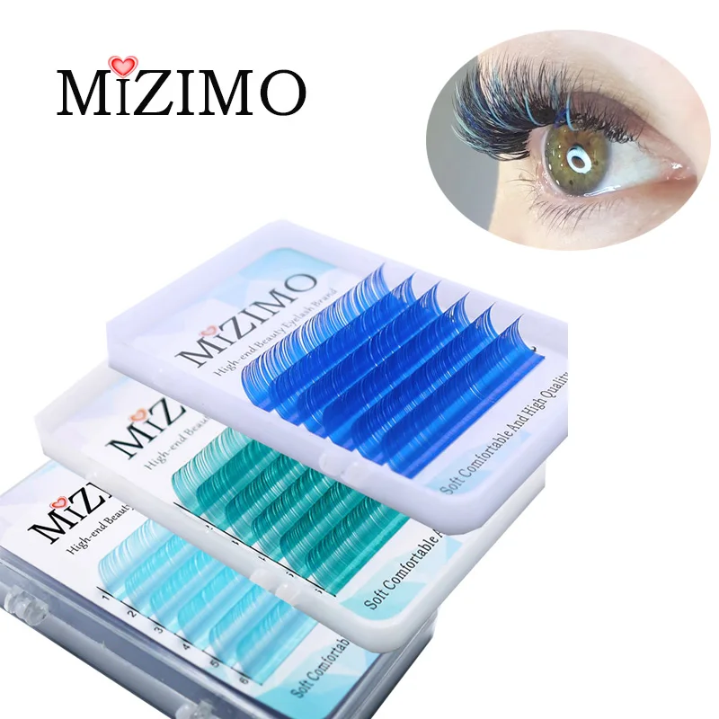 MIZIMO New colour grafted eyelash high quality artificial mink hair false eyelash blue series eyelash extension