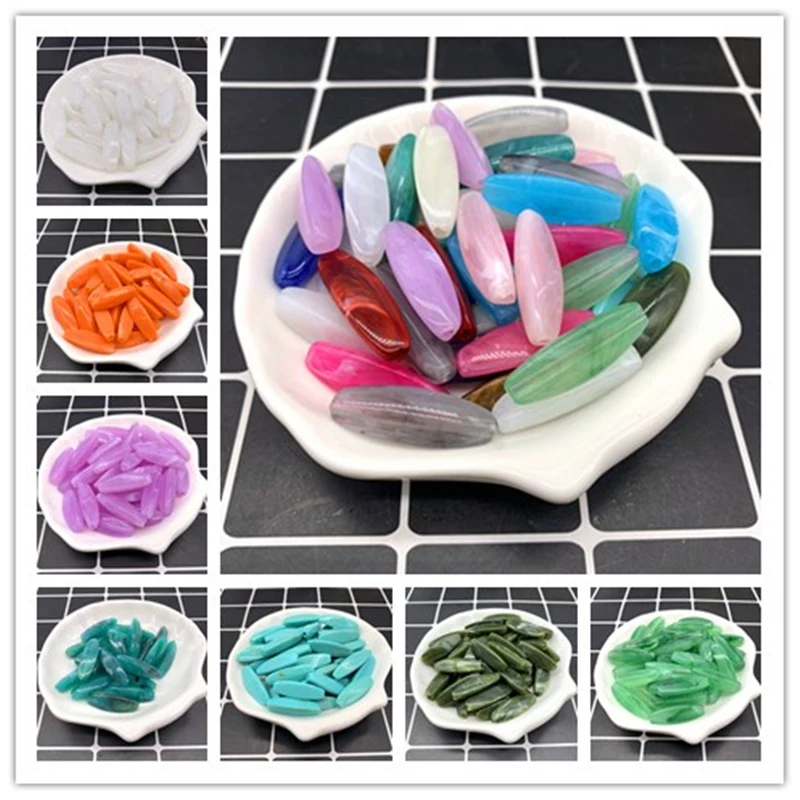 New 20pcs/lot 28x9mm Acrylic Spacer Beads 3 sides beads Large Hole Beads For DIY Jewelry necklace Making Wholesale