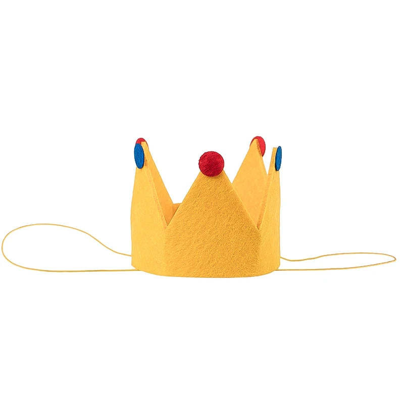 Felt Material Yellow Gray Little Crown Hat Birthday Kids Family Celebration Party Setting S00220