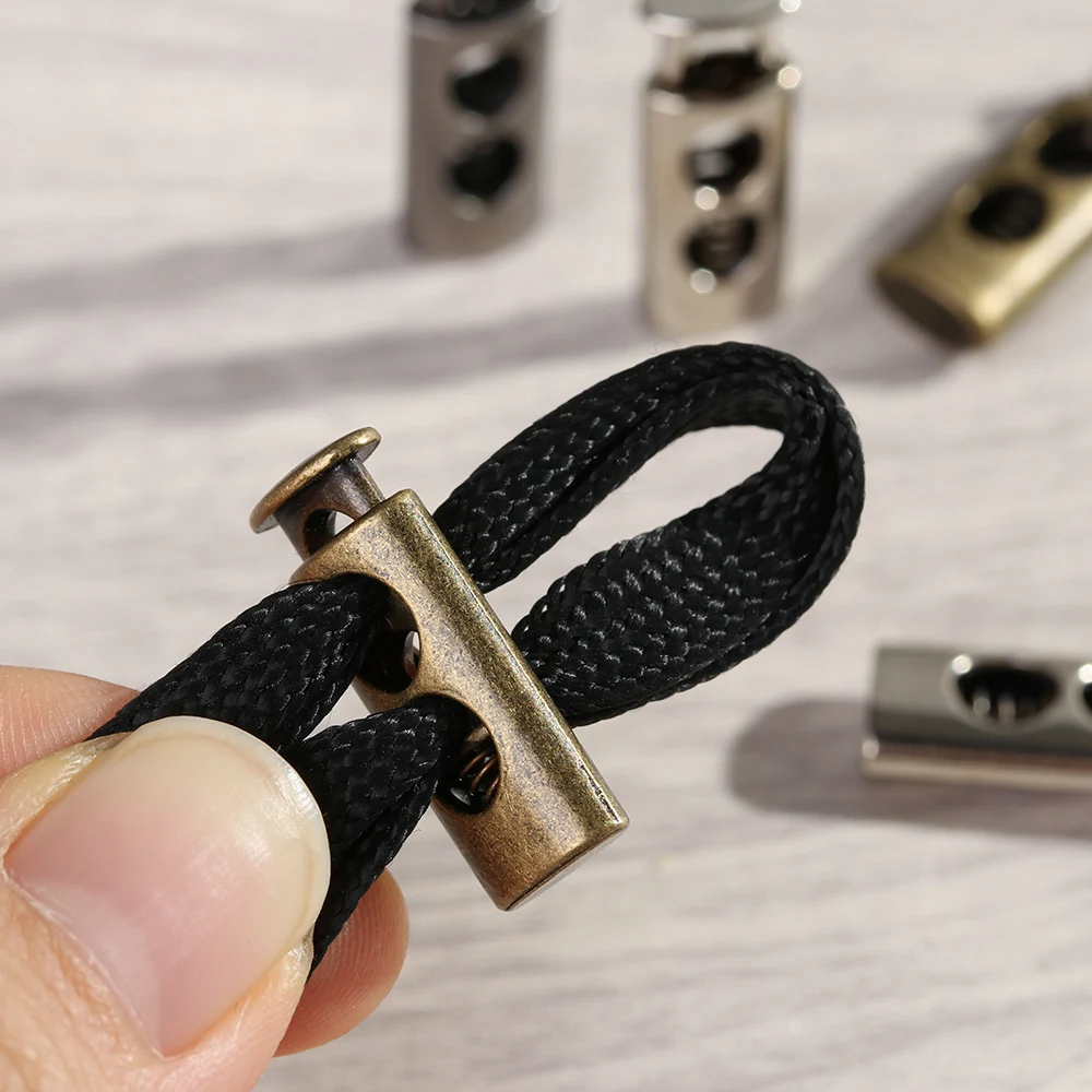 10 pcs Double Hole Metal Stopper Apparel Sewing Accessories Metal Clamp Stopper Cord Lock Toggle Shoelace Sportswear Accessories