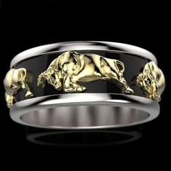 Foydjew New Creative Taurus Rings European American Egyptian Apis Two-color Electroplated Engagement Ring For Men and Women