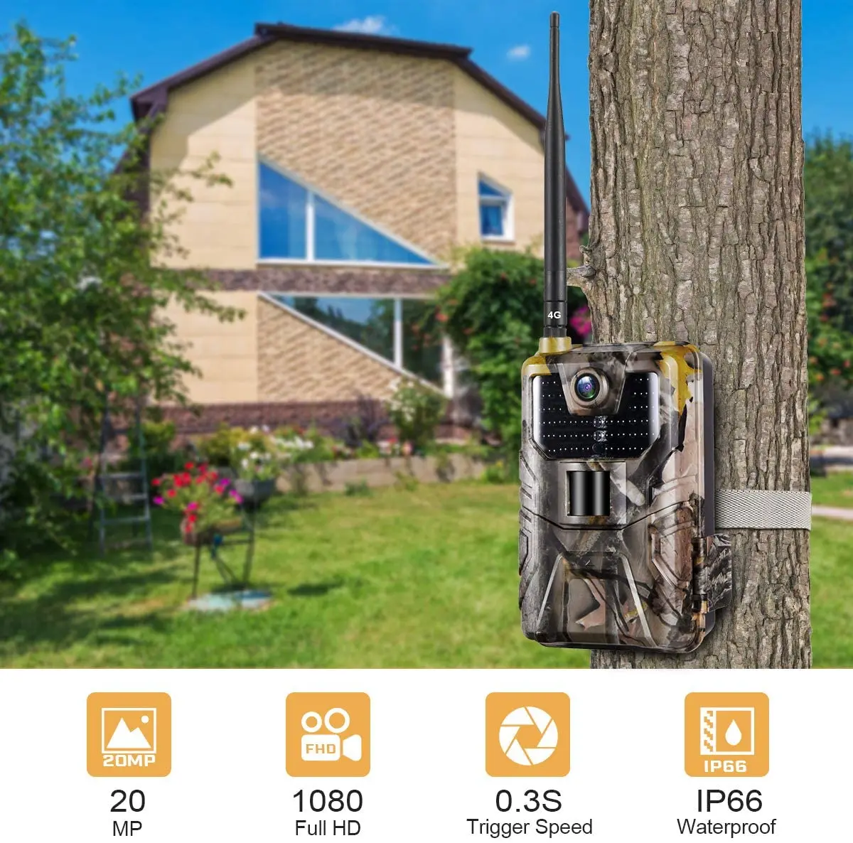 4G FTP 20MPTrail Camera Cellular Wildlife Hunting Cameras SMTP MMS SMS Email  HC900LTE 1080P Mobile Wireless Wild Surveillance