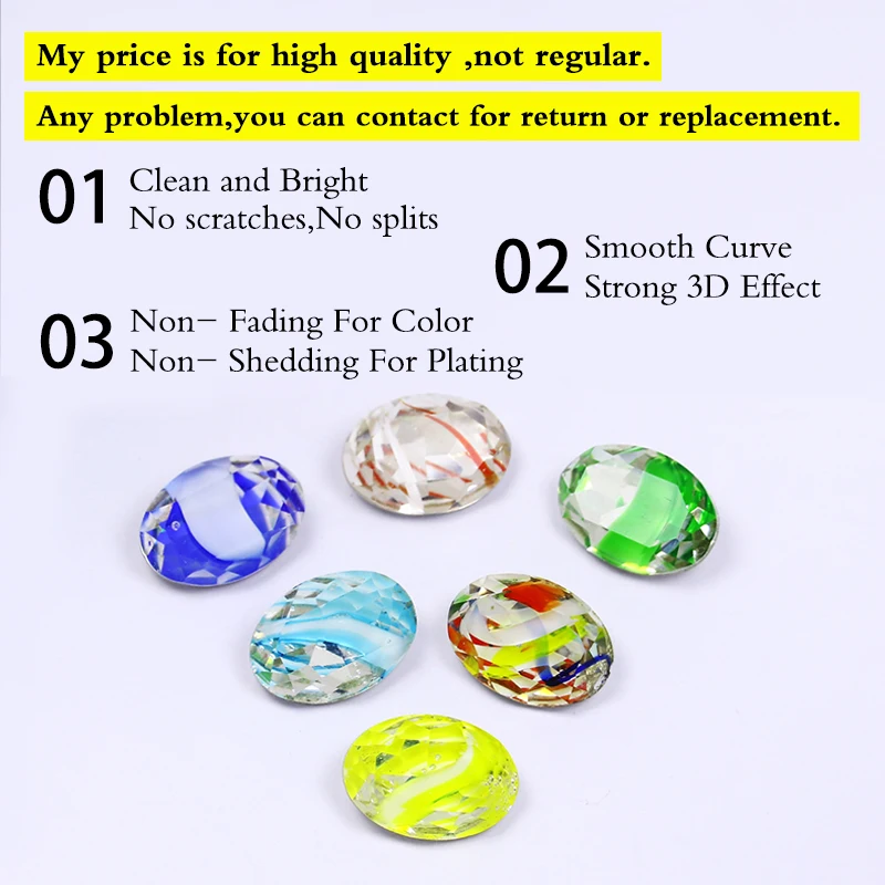 5/10PCS Oval Strass 3D K9 Glass Fancy Nail Stone Diamond Glass For Clothes Bag Gliter Loose Rhinestone For Jewelry Making 3002