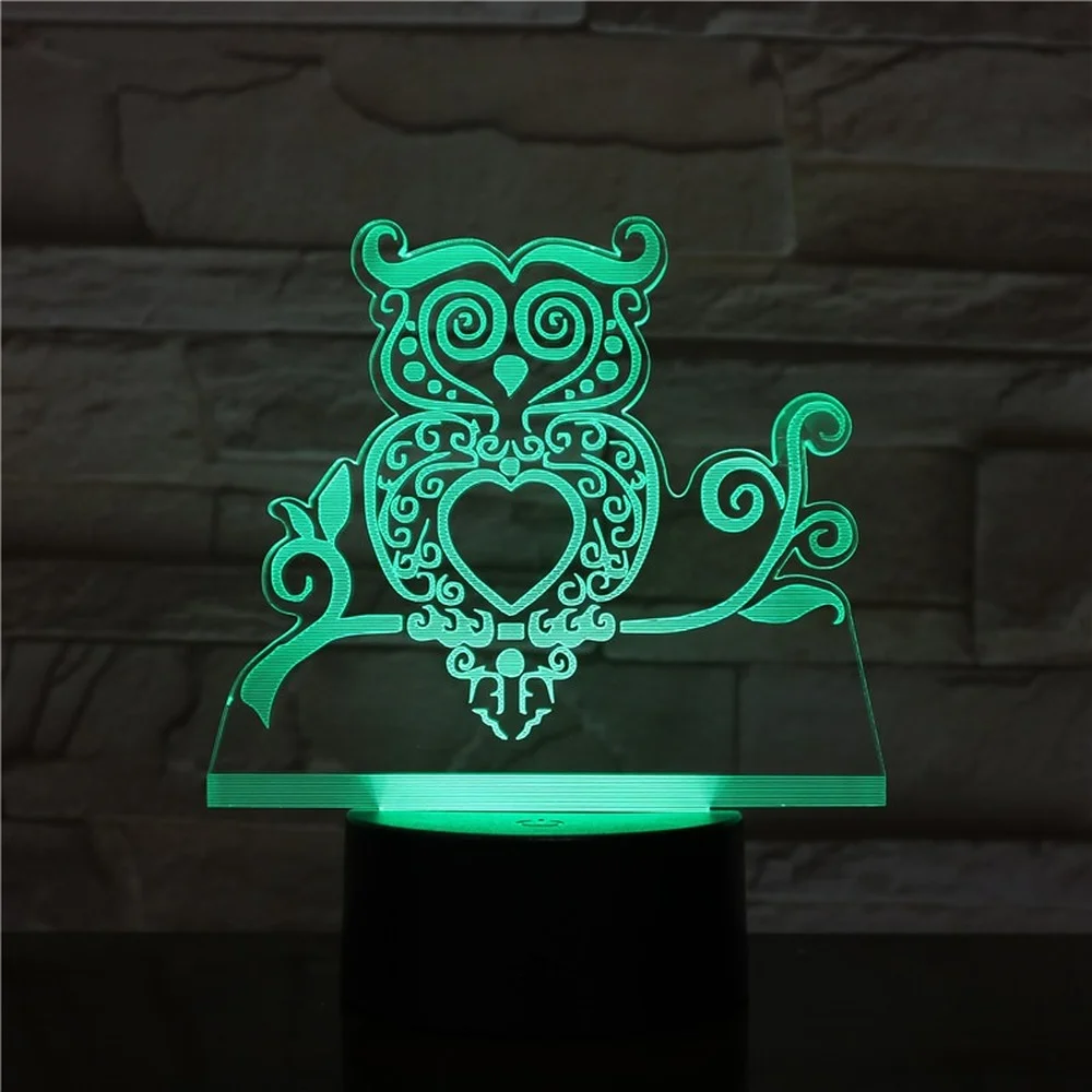 Owl Lamp 3D Night Light Led Colorful Nightlight Touch Remote Bedside Moon Lamp Bedroom Decoration Holiday Gifts for Kids Baby