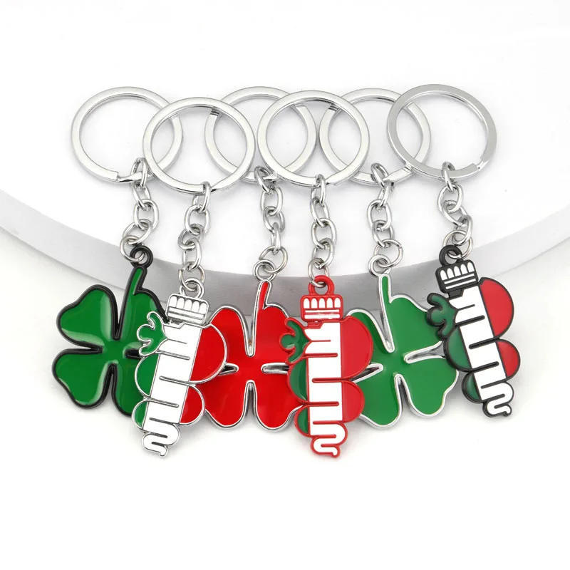 Car Keychain Green Four Leaf Clover Keyring Key Chain Ring Holder for Alfa Romeo Giulia Giulietta Stelvio Mito Sportiva Mito