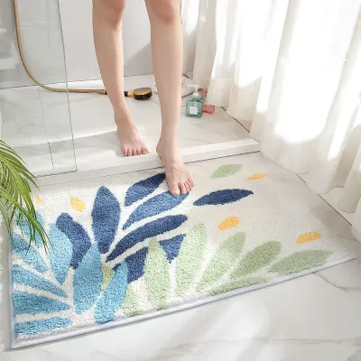 

Simple thickened bathroom absorbent floor mat carpet door entrance household flocking non-slip mat bedroom floor mat