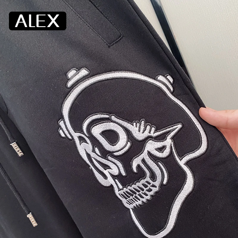 Alex Plein Hoodies Man 100% Cotton Outline Skull Embroidery Fleece Zip-up Streetwear Menashion Aesthetic Couple Sportswear New