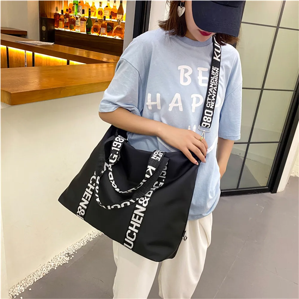 2023 Casual Solid Color Ladies Shoulder Bags Large Capacity Fashion Design Women Handbag High Quality Nylon Women\'s Travel Bags