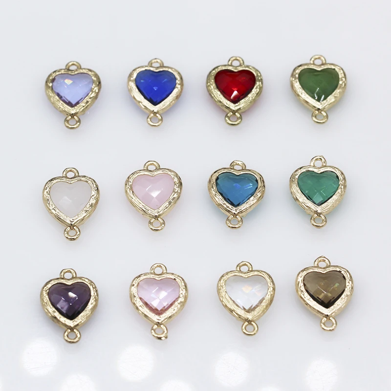 10mm Hearts Crystal Rhinestone Charms For Jewelry Making Gold Metal Pendants Accessories Diy Jewelry Rhinestone