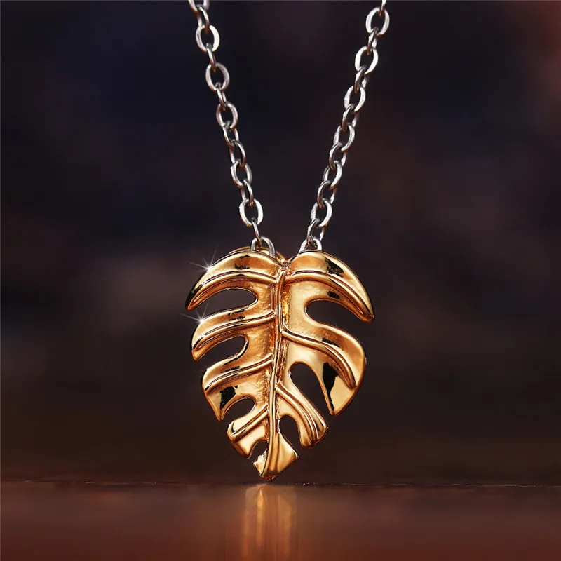 CAOSHI Fashion Style Leaves Shape Pendant Necklace for Women Girls Party Jewelry Simple Daily Collocation Accessories Wholesale