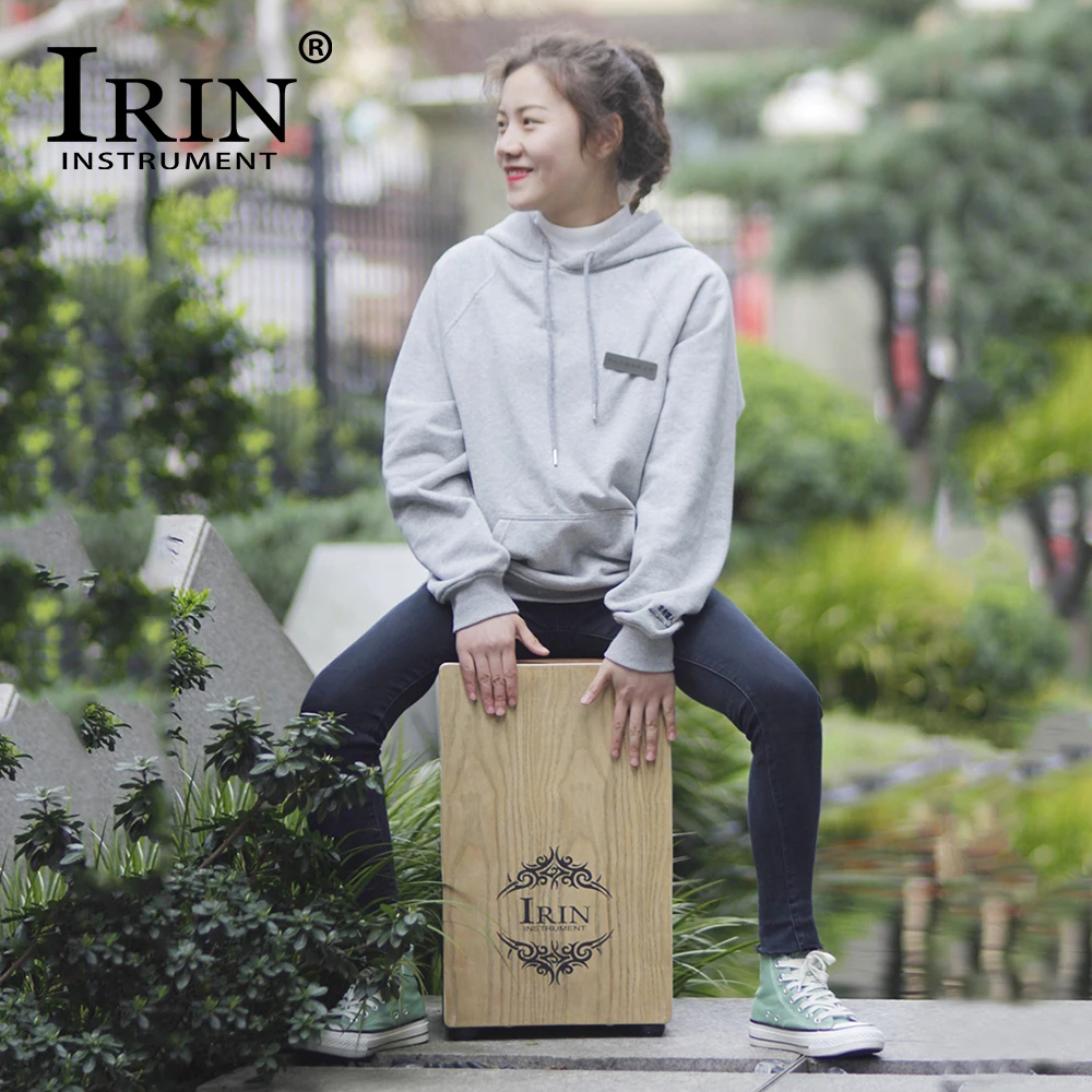 

IRIN Wooden Cajon Drum Portable Hand Beat Box Drum Percussion Instrument Children Music Party Games With Carry Bag 46.5*30*29 CM